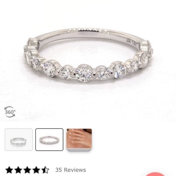 James Allen 14K White Gold Shared Prong Alternating Diamond Ring size 6 - Picture 8 of 8